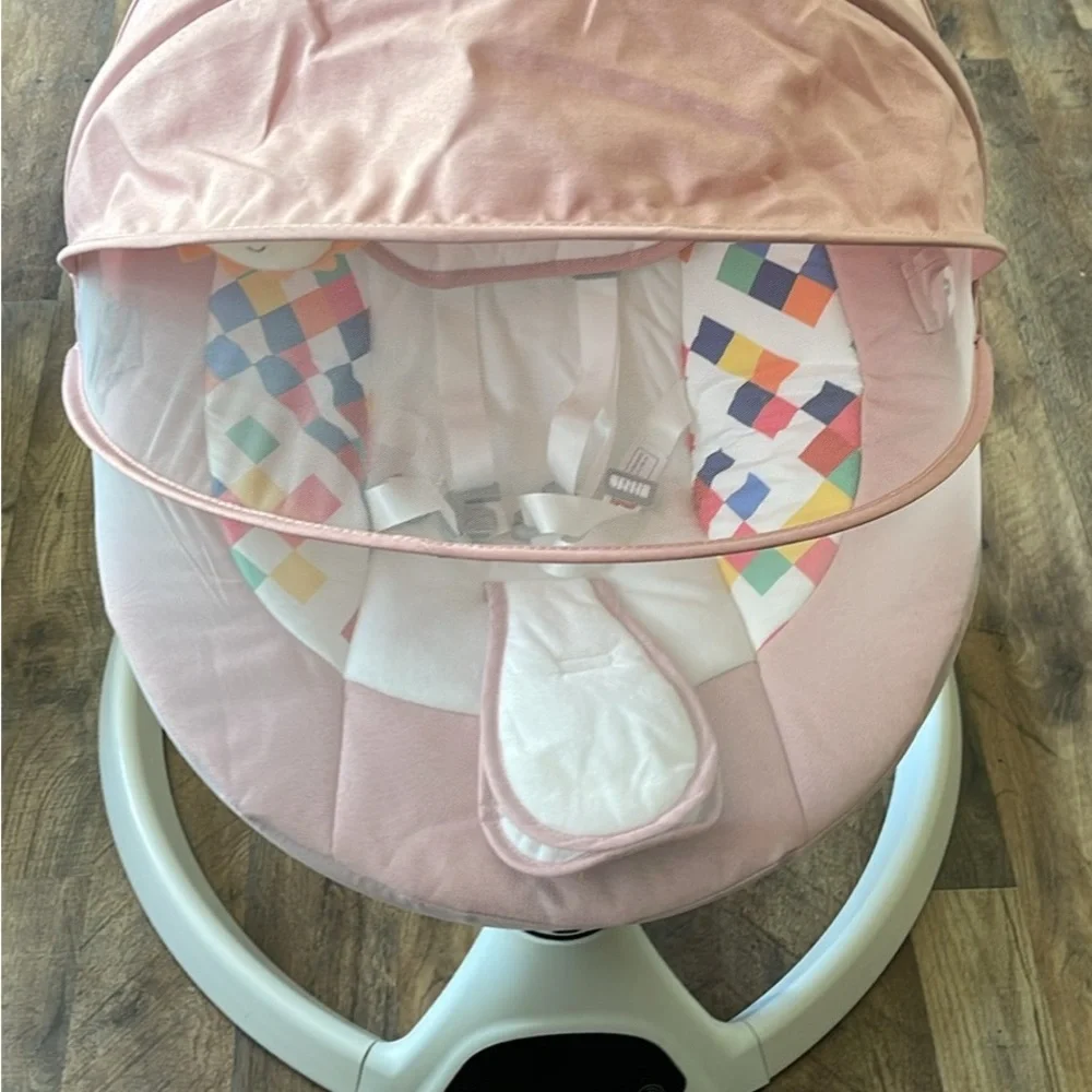 Pink Baby Rocker with Colorful Pattern - Picture 3 of 4